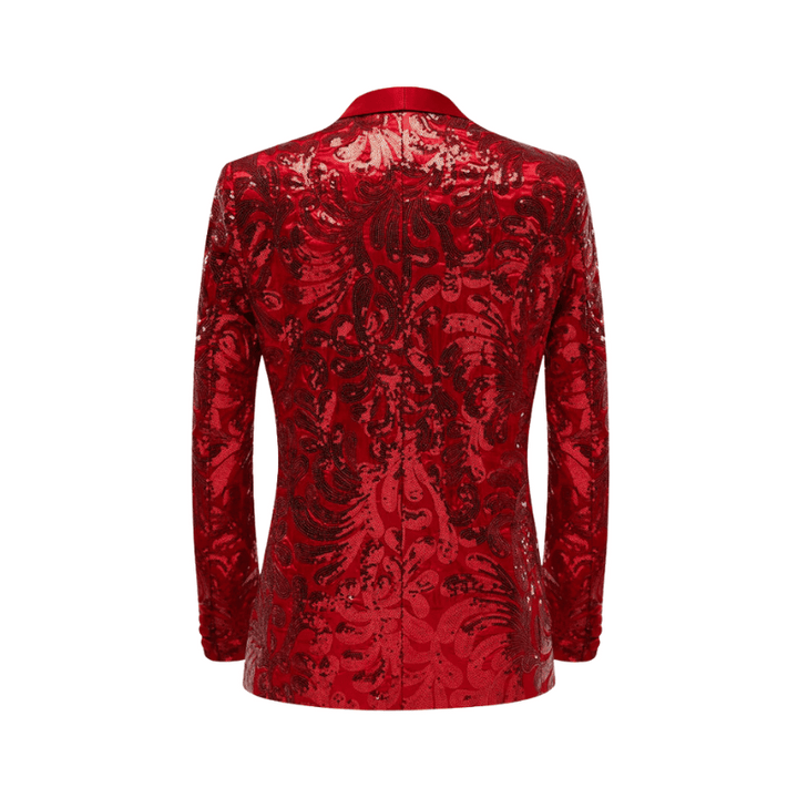 Costume Paillette Brodé Homme rouge