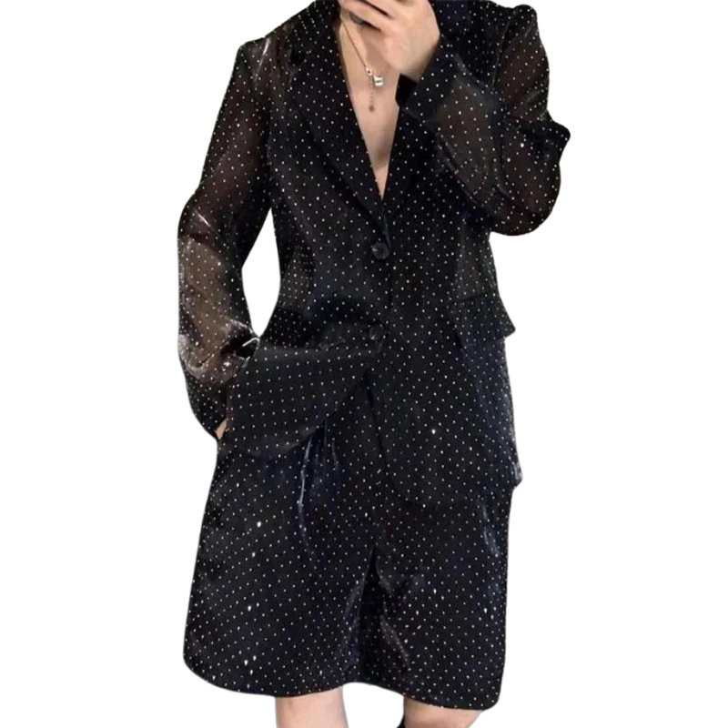 Veste et Short Noir Strass Homme