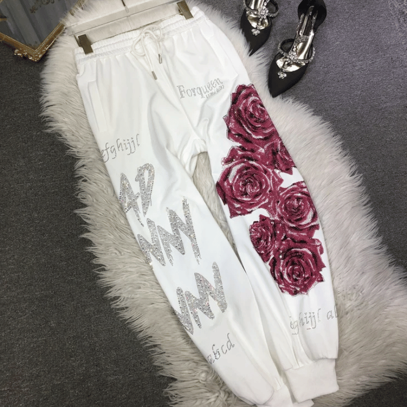 Pantalon Strass Jogging Avec Rose