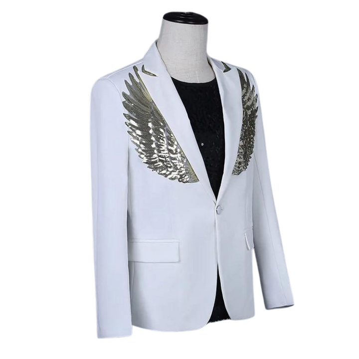 Veste Costume Blanc Ailes Pailletées Homme