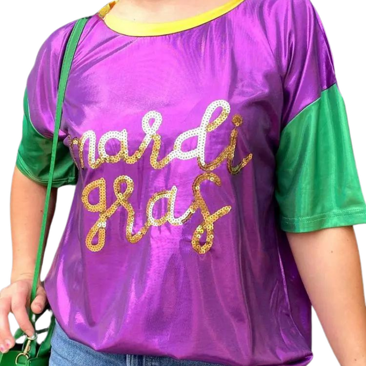 T-Shirt Mardi Gras Violet Vert