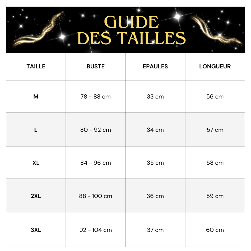 T-Shirt Paillette Col Roulé Epaule Dénudée Guide des tailles