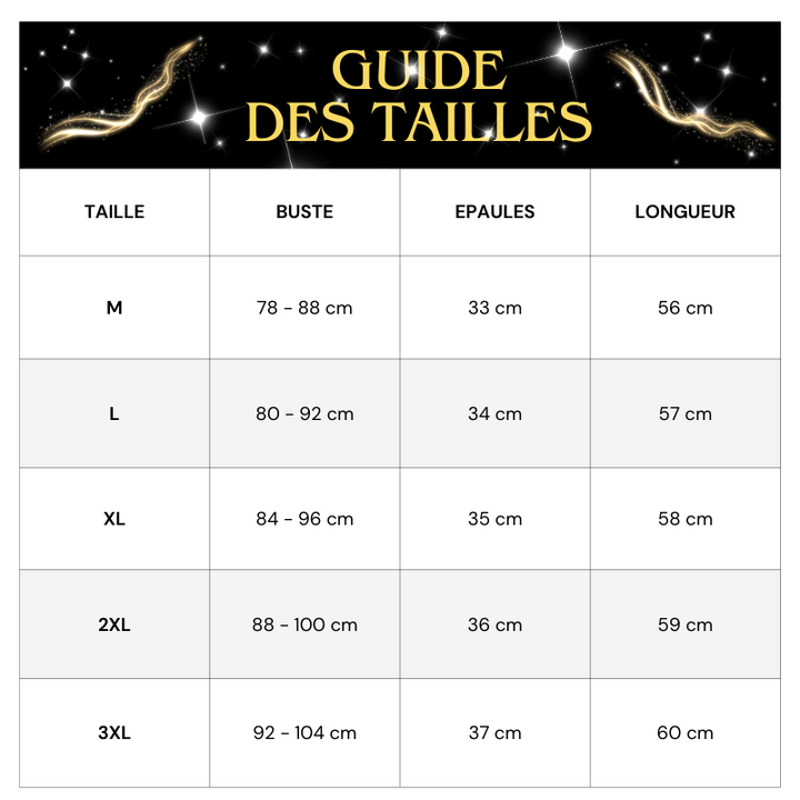 T-Shirt Paillette Col Roulé Epaule Dénudée Guide des tailles