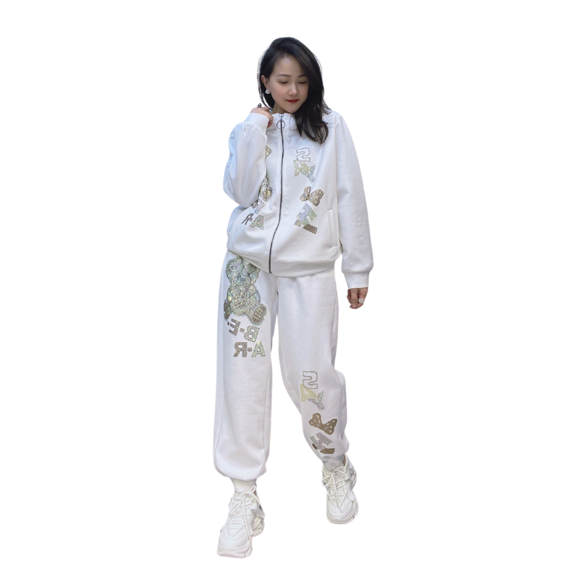 Jogging Strass Ourson Femme blanc