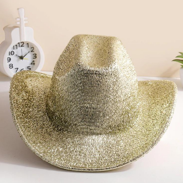 Chapeau Cowboy Paillette Doré brillant