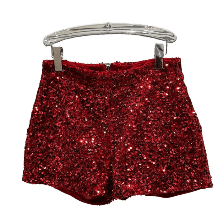 Short Court Paillette Femme rouge