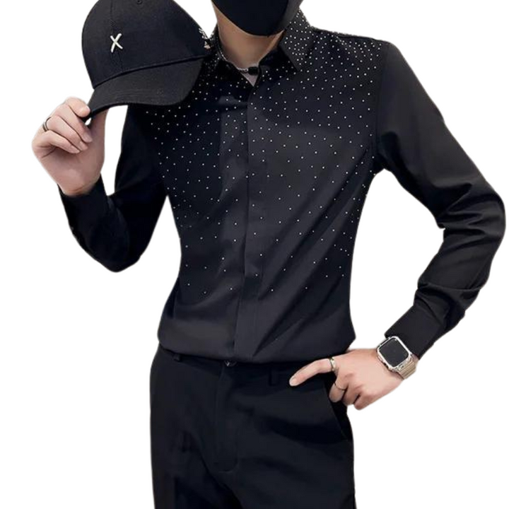 Chemise Noir Strass Homme