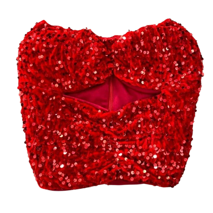 Bustier Paillette Avec Ouverture rouge