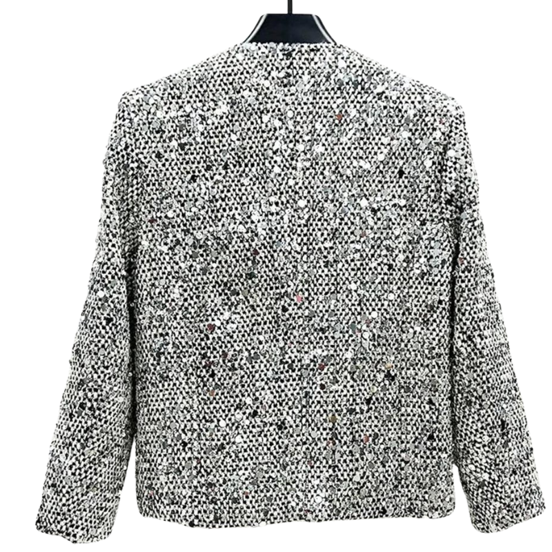 Veste Maille Paillette Gris Argent