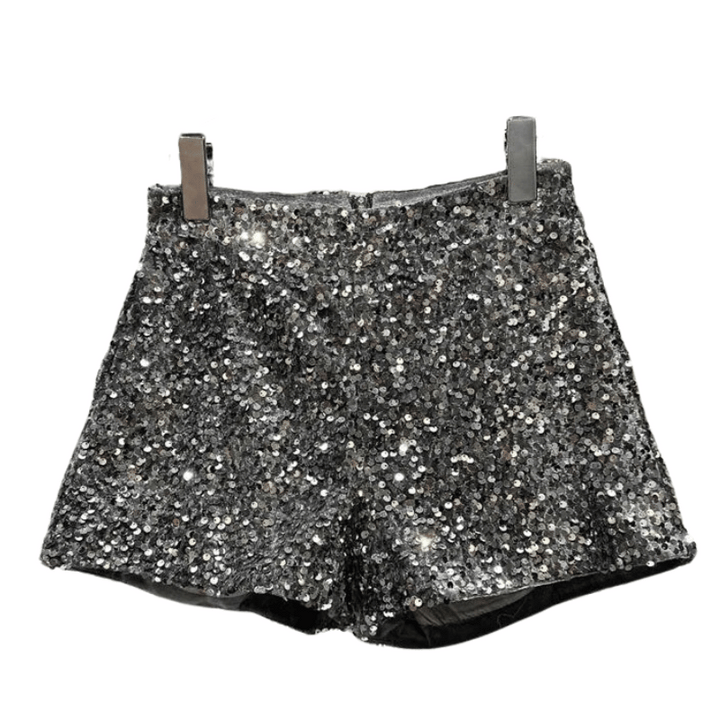 Short argent Paillette Femme