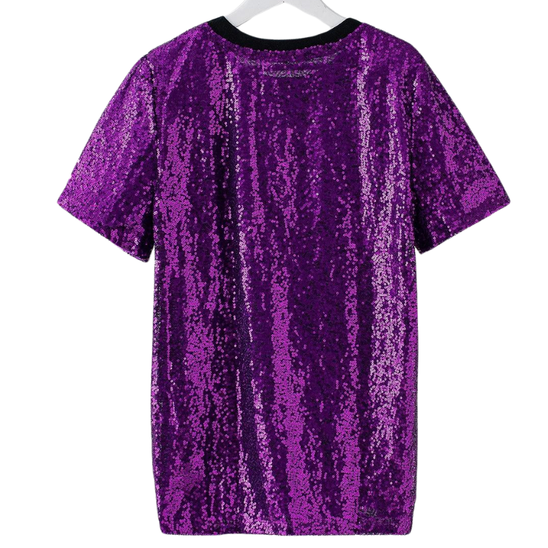 T-Shirt Paillette Violet Tigre