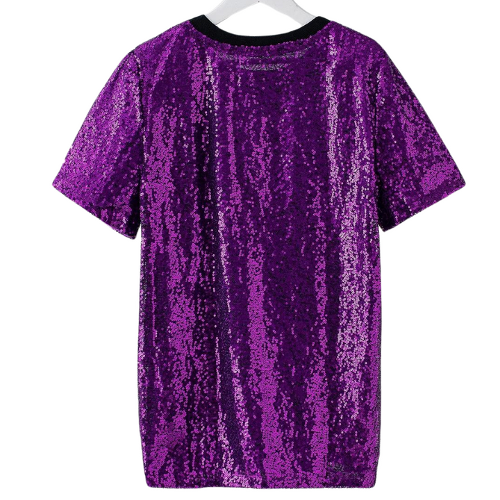 T-Shirt Paillette Violet Tigre