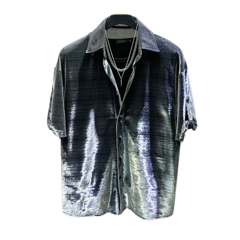 Chemise Brillante Paillete Transparente Homme