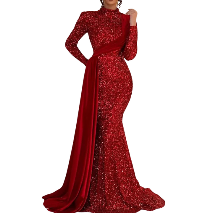 Robe Elégante Paillette Avec Ruban rouge