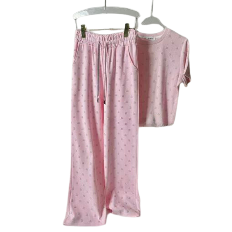 Ensemble Pantalon et T shirt Srass Lettre Rose