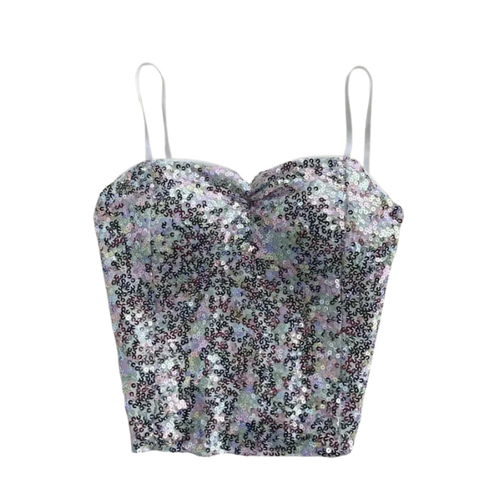 Bustier Gris  à Paillettes Bretelles