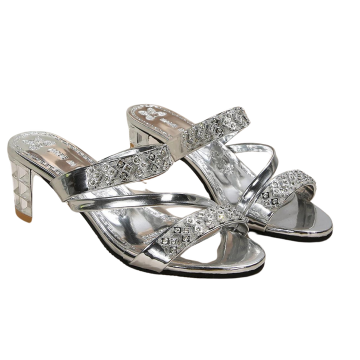 Sandale Doré Strass Femme argent