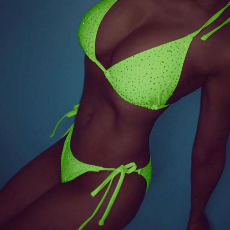 Maillot de Bain Strass 2 Pièces vert 