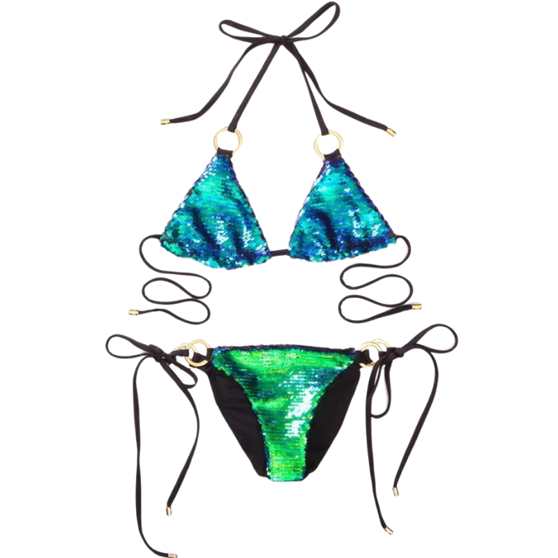 Maillot de Bain Pailleté 2 Pièces vert