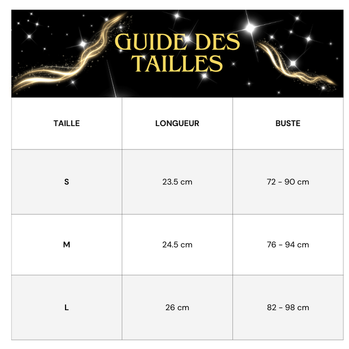 Guide des tailles Bustier Sequin