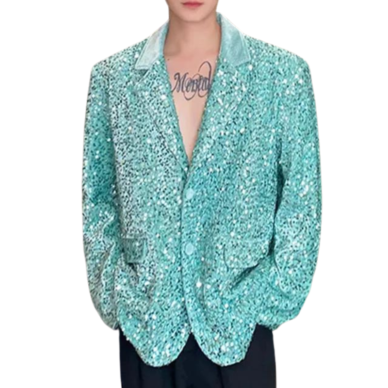 Blazer Velours Paillette Homme vert