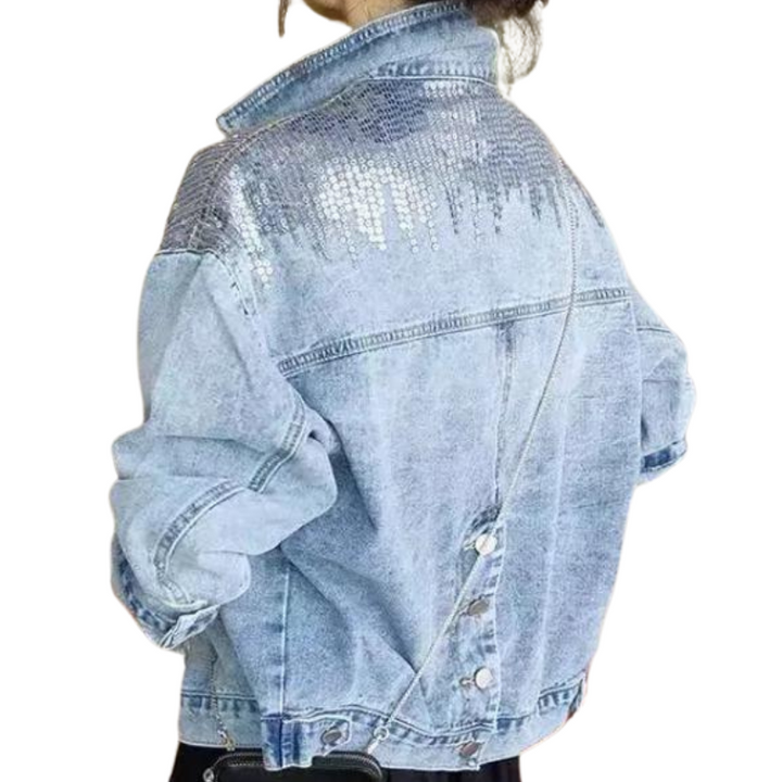 Veste Jean Courte Paillette Femme