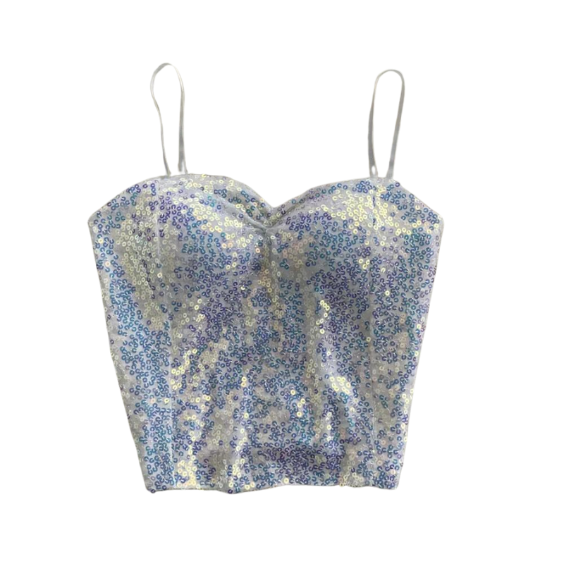 Bustier Bleu à Paillettes Bretelles