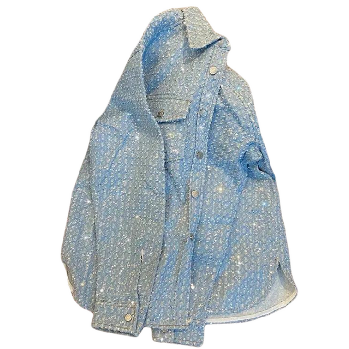 Veste Paillette Jean Bleu Femme