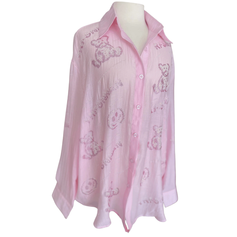 Chemise Ourson Strass rose
