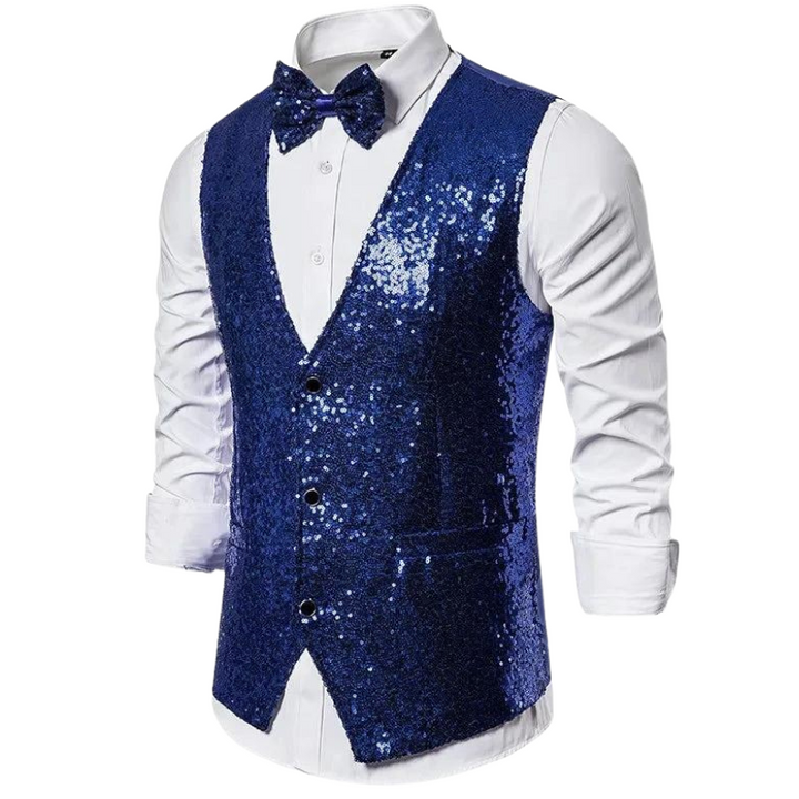 Gilet Costume Paillette Homme bleu