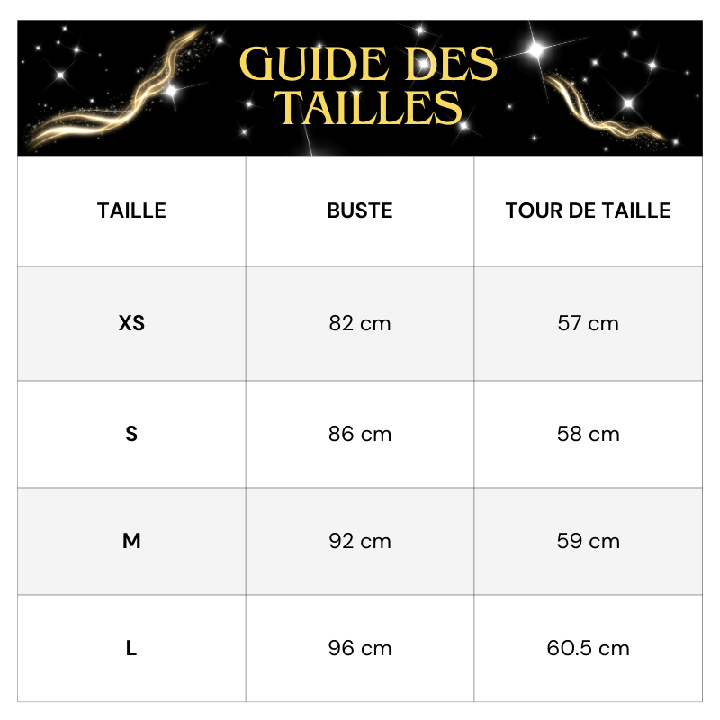 Tableau Tailles Top Crop Paillette Noir Une Manche