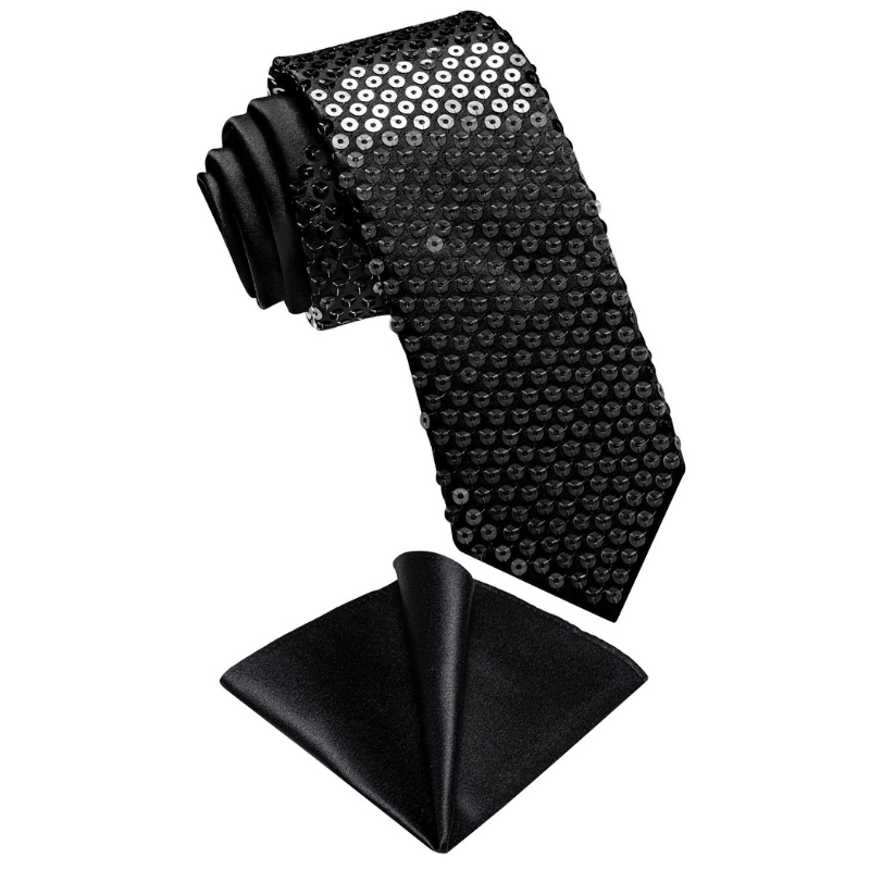 Cravate Noir  Paillette Homme Femme