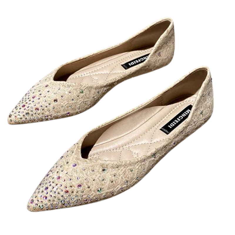 Mocassin Strass Pour Femme beige