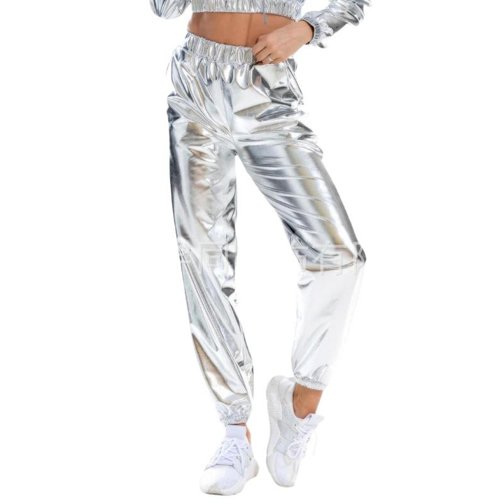 Pantalon Argenté Brillant Femme