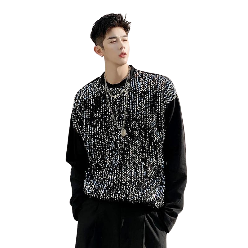 Pull Paillette Homme Bicolore