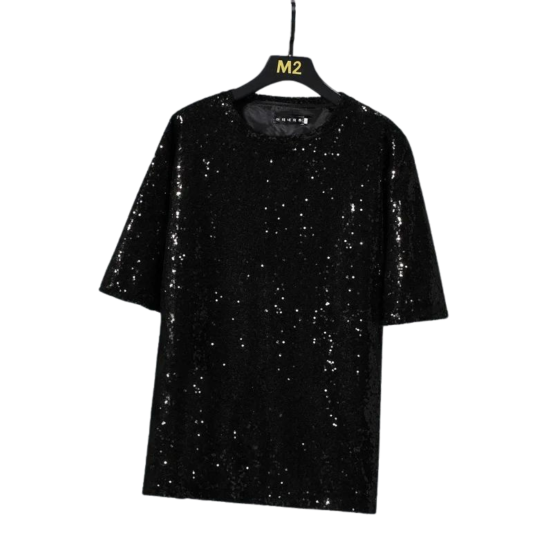 Tee shirt noir pailleté shop