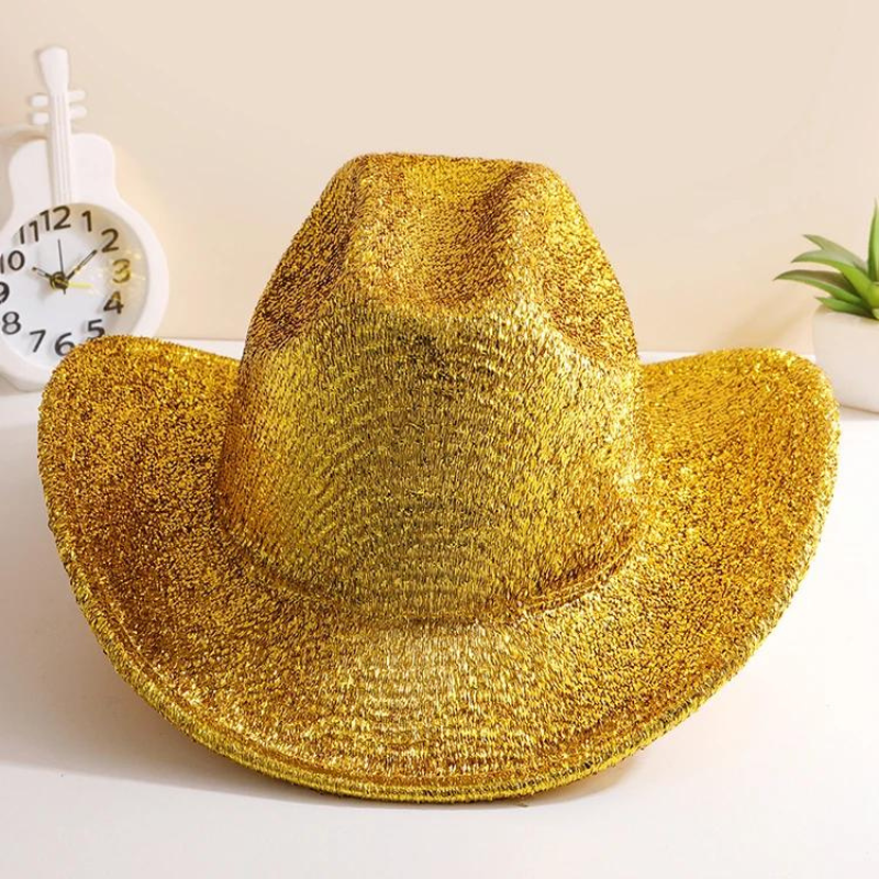 Chapeau Cowboy Paillette Or brillant