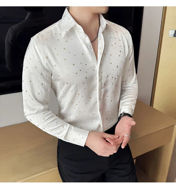 Chemise Etoiles Pailletées Dorées Homme