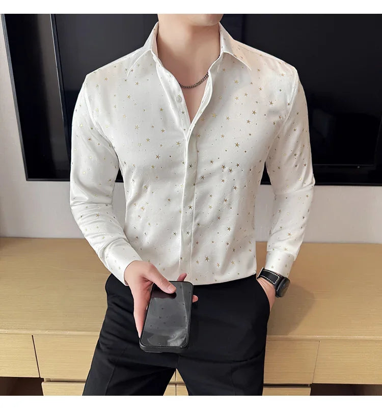 Chemise Etoiles Pailletées Dorées Homme