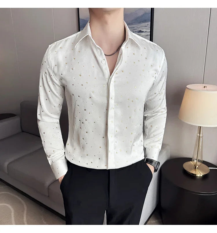 Chemise Etoiles Pailletées Dorées Homme
