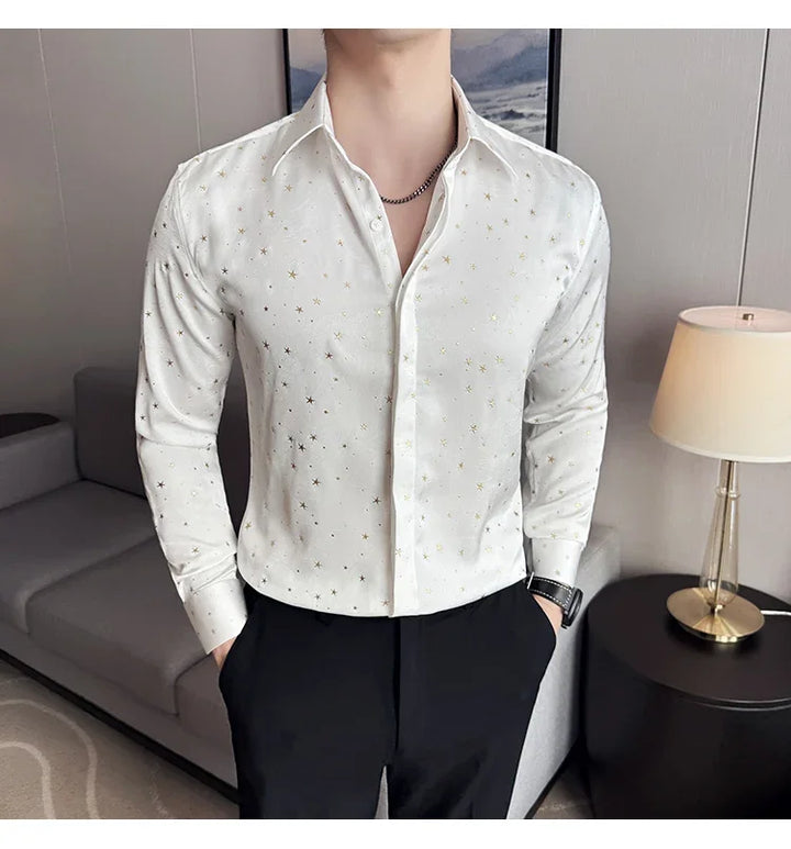 Chemise Etoiles Pailletées Dorées Homme