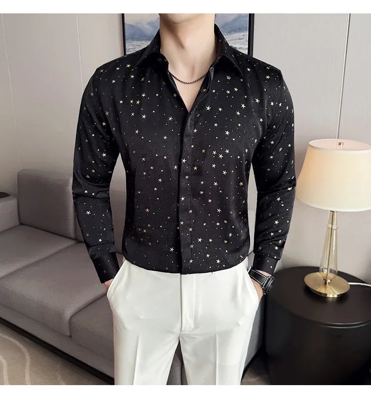 Chemise Etoiles Pailletées Dorées Homme