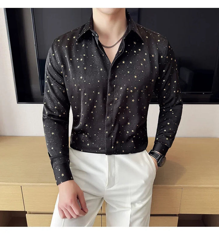Chemise Etoiles Pailletées Dorées Homme
