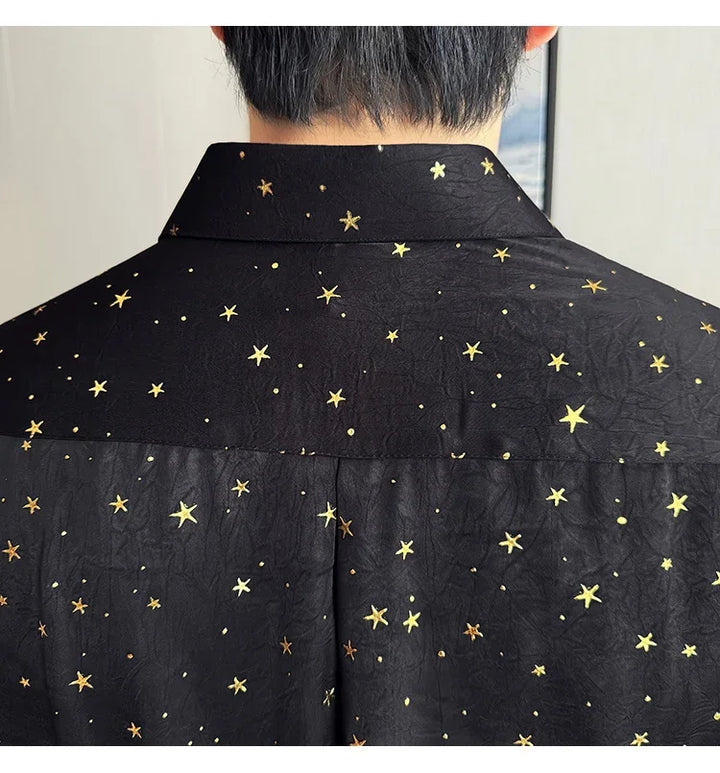 Chemise Etoiles Pailletées Dorées Homme