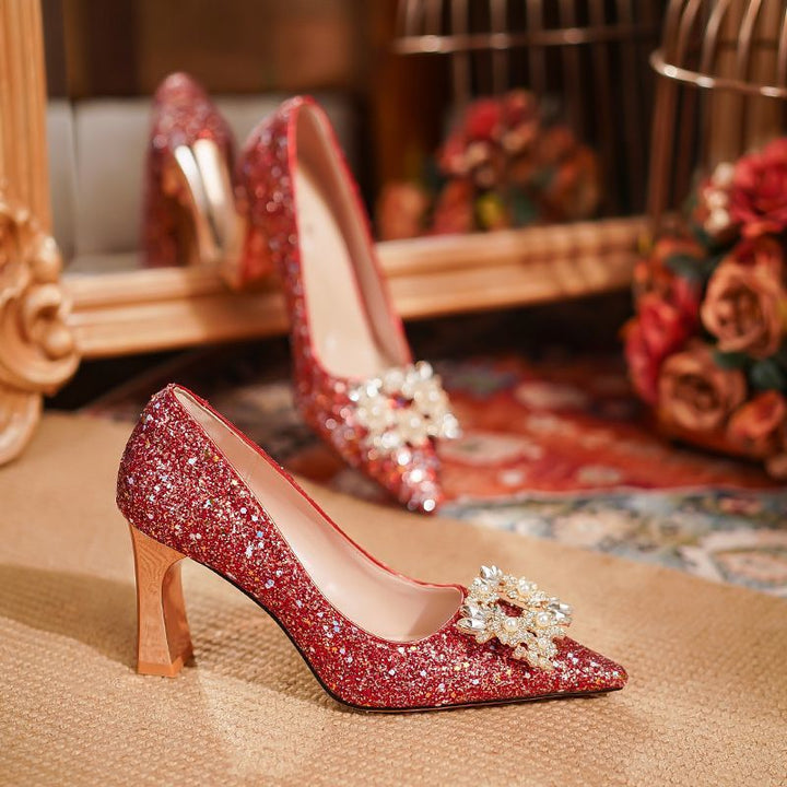 Escarpin Paillette Rose